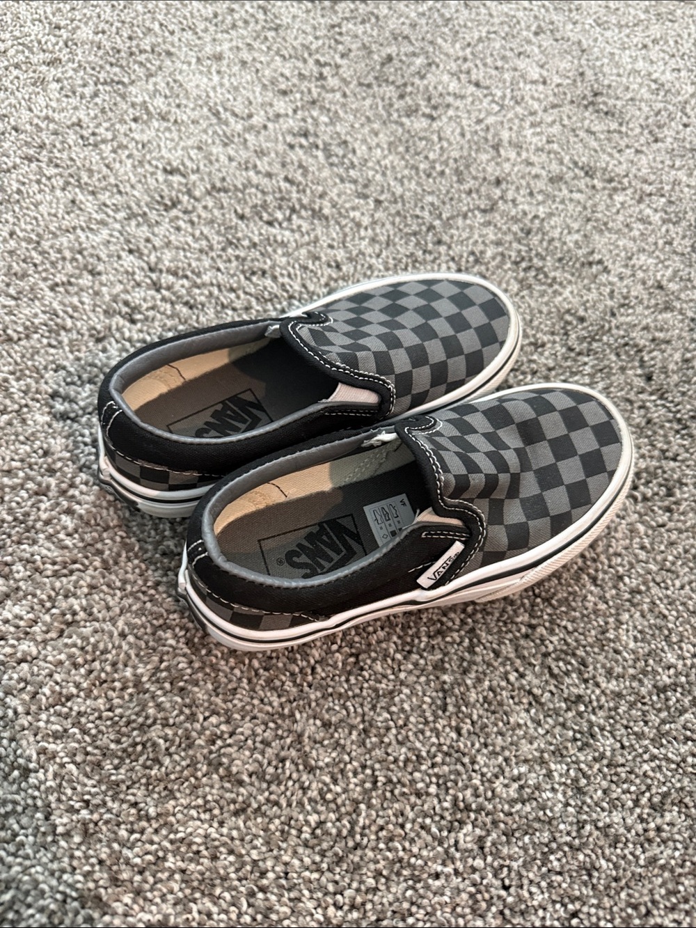 Vans Kids Slip-On Checkerboard Sneakers in Black and Gray